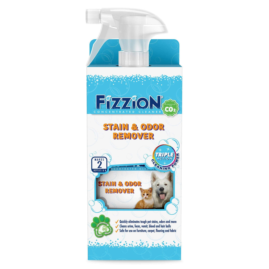 Fizzion Pet Stain and Odor Remover 23 ounce Empty Spray Bottle with 2