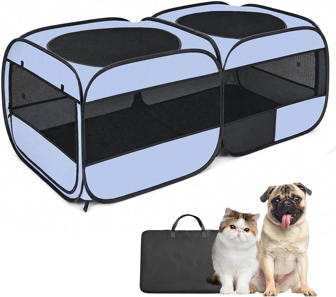 2-in-1 Dog Playpen, 58''Pop Up Cat Puppy Pet Playpen Indoor/Outdoor
