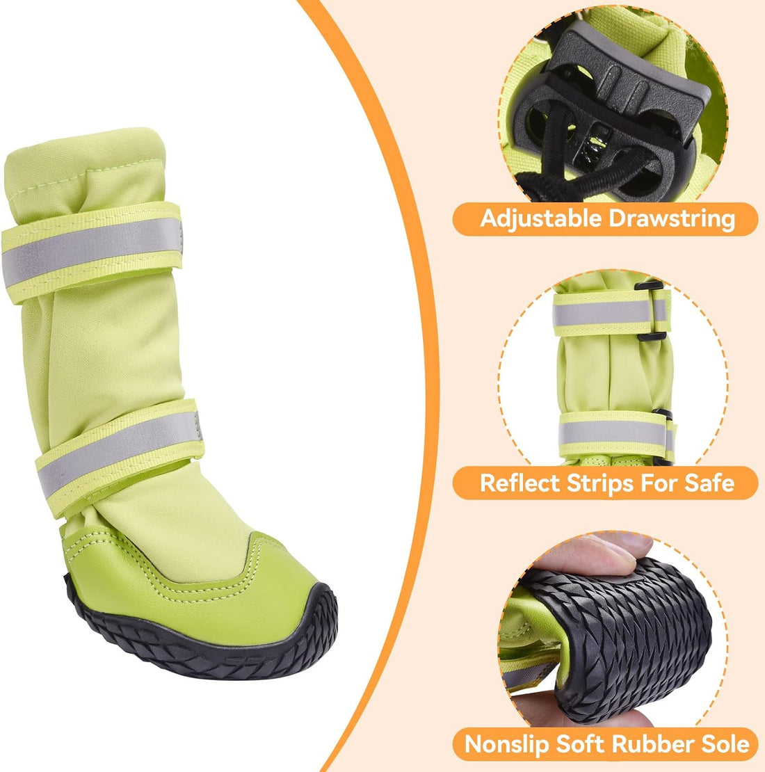Dimicoo Dog Shoes,Waterproof Dog Boots for Winter,Anti-Slip Dog Snow