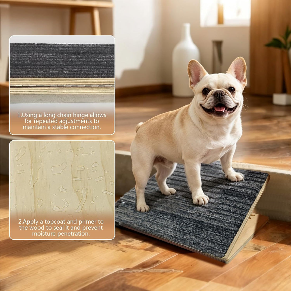Dog Stairs Ramp for Small & Medium Dogs 1 Pack,Wooden Non-Slip Pet