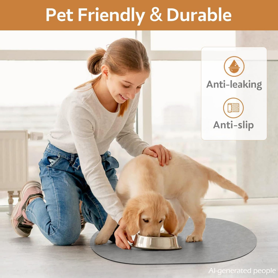 MontVoo Absorbent Dog Food Mat-Dog Mat for Food and Water Bowl