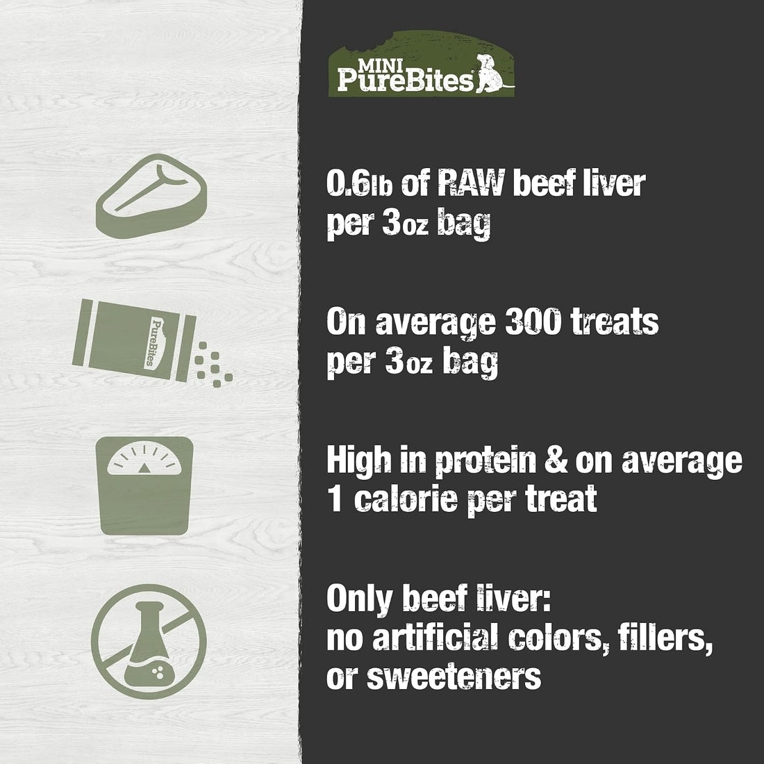 PureBites Mini Beef Single Ingredient Freeze Dried Dog Treats, 3 oz