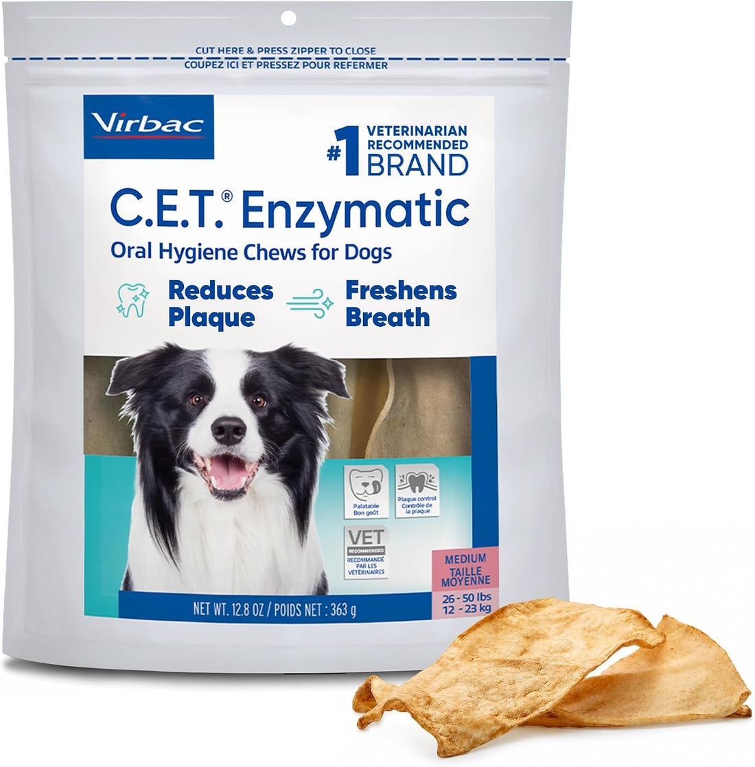 C.E.T. Enzymatic Oral Hygiene Chews for Dogs, Tartar Control, Medium
