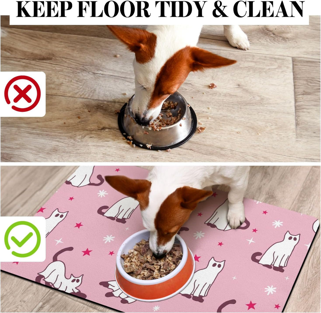 Halloween Dog Food Mats for Floors Pink