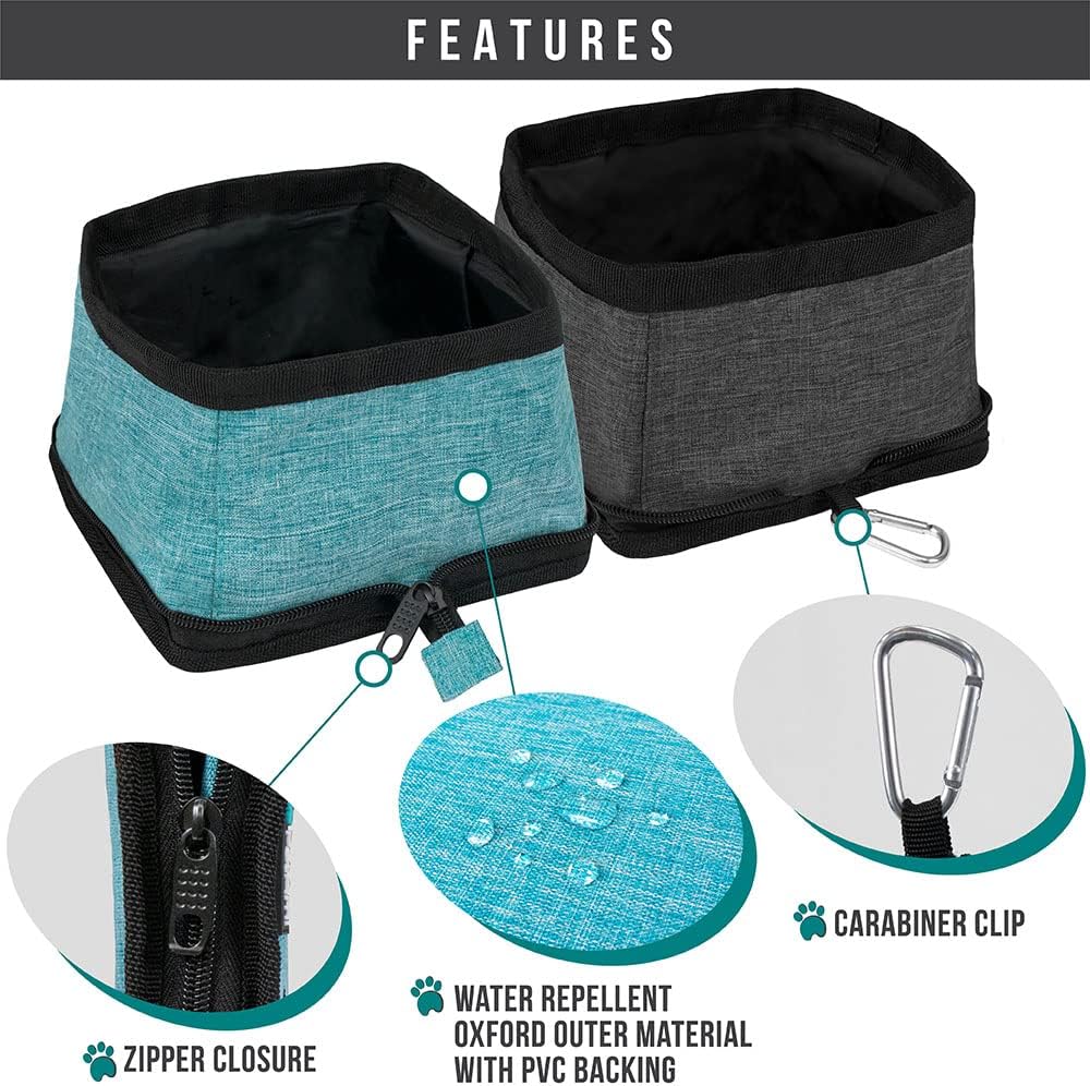 PetAmi Collapsible Dog Bowls 2 Pack, Food and Water Bowls Travel Set