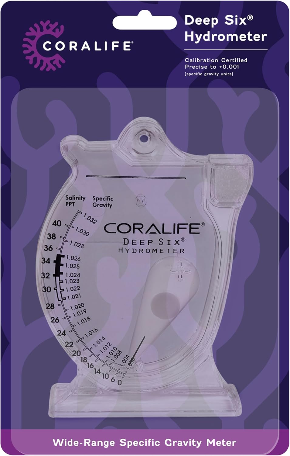 Coralife Deep Six Hydrometer for Aquarium Fish Tank Salinity