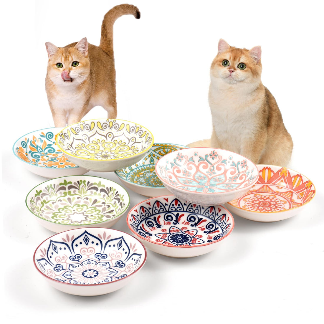 YEAHGO Cat Food Bowls for Indoor Cats Ceramic Cat Bowls Whisker