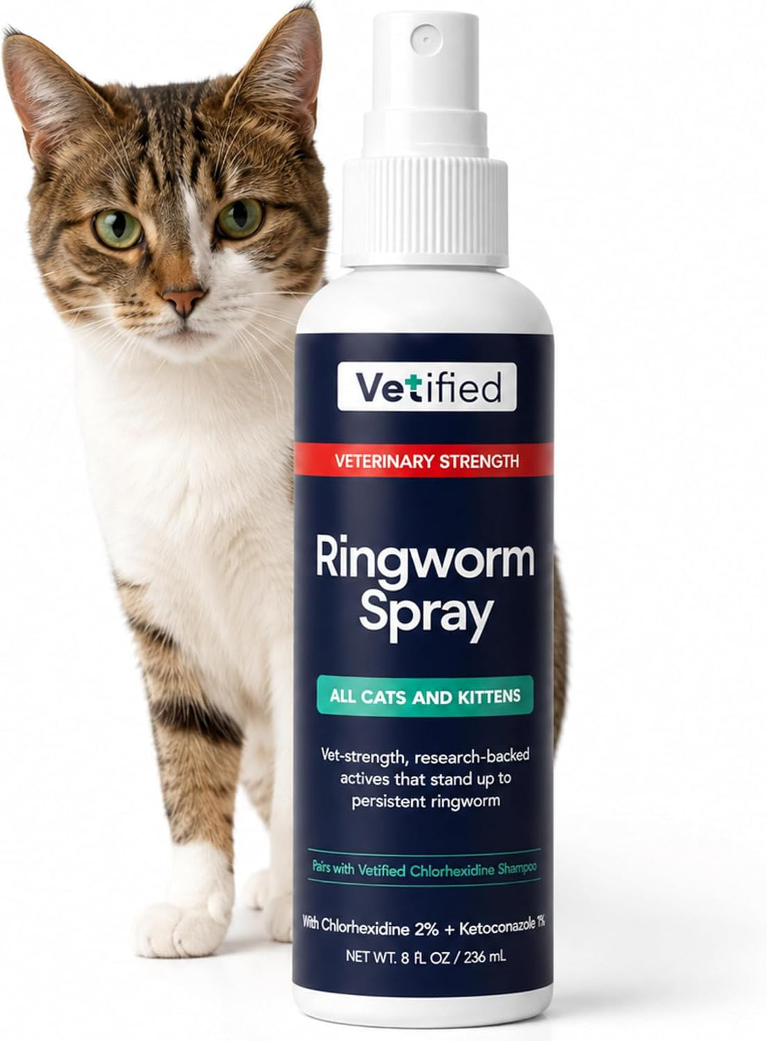 Ringworm Spray for Cats & Kittens, Chlorhexidine 2%, 8 fl oz