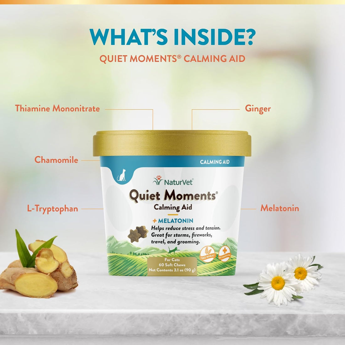 NaturVet Quiet Moments Calming Aid for Cats Plus Melatonin