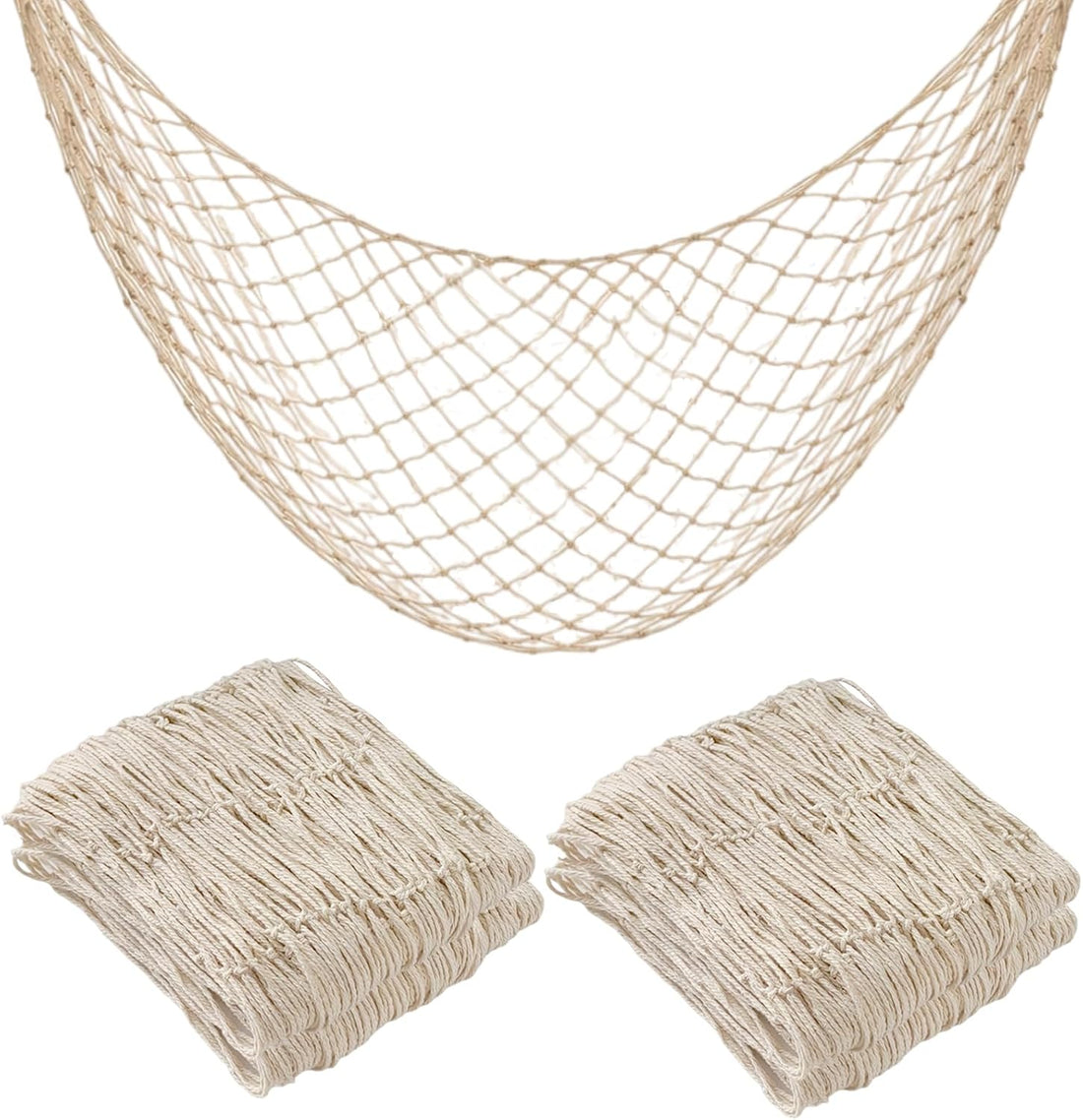 Fish Net Decorations, 2 Pack, 80 x 40 in Cotton Rope Netting