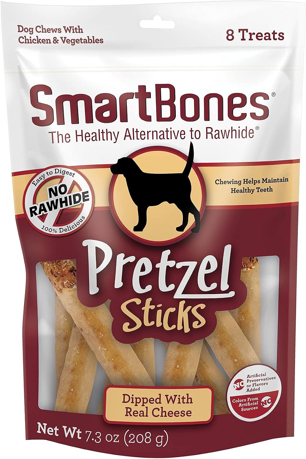 SmartBones Mini Pretzels Rawhide-Free Dog Treats, Peanut Butter