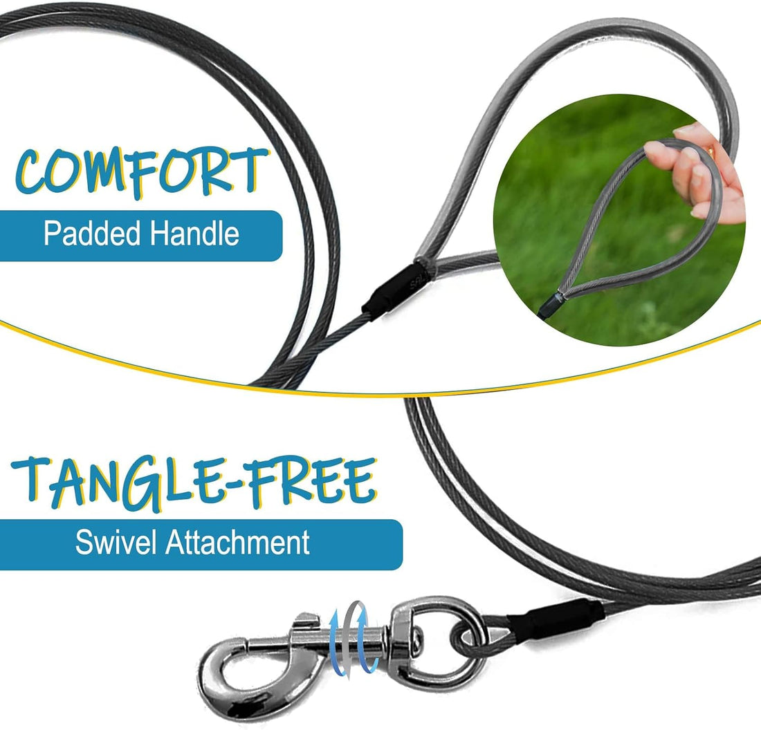Mi Metty Chew Proof Dog Leash,6FT Metal Cable Lead,Heavy Duty Leash