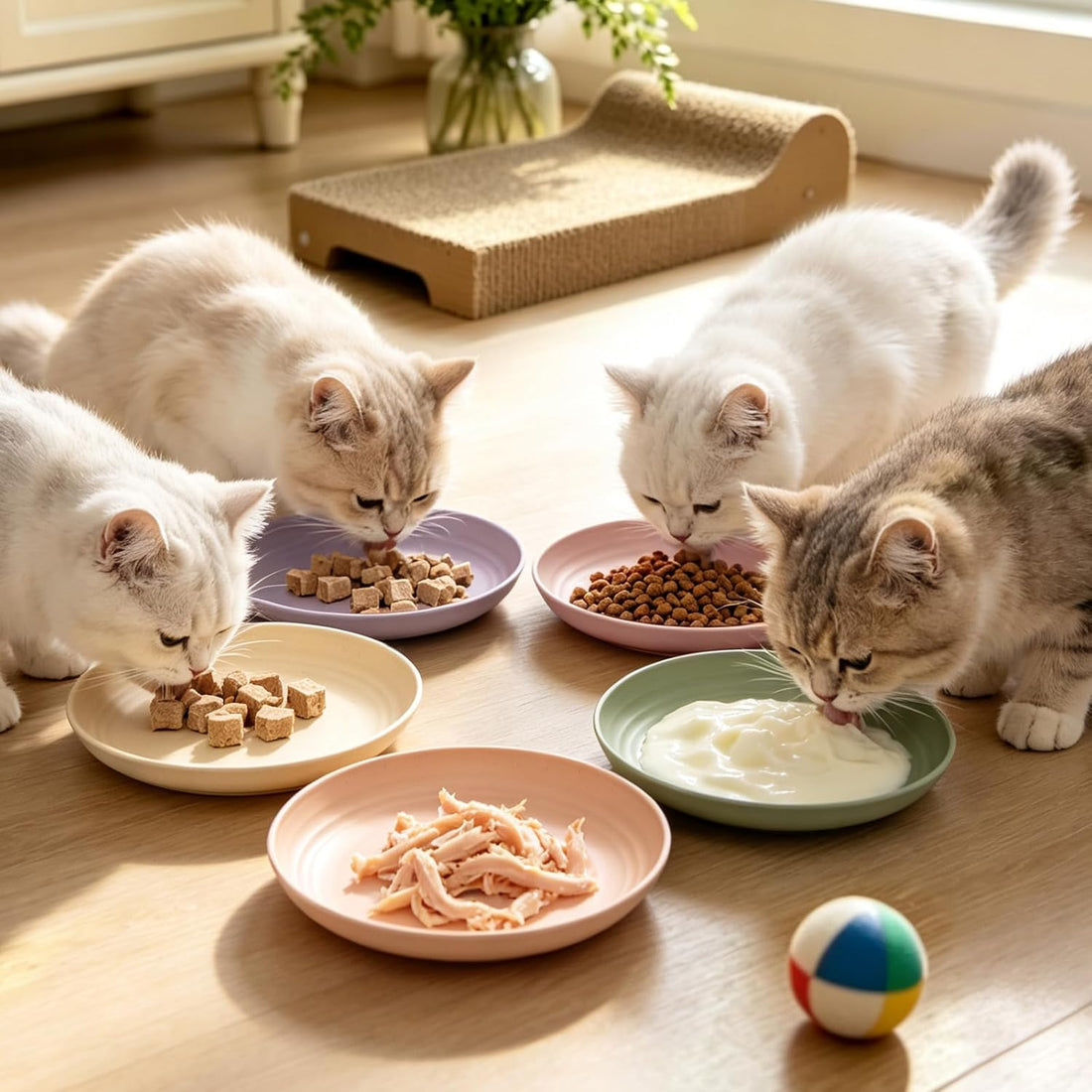 [8 Pack] Wheat Straw Cat Dishes, Whisker Friendly Cat Food Bowls
