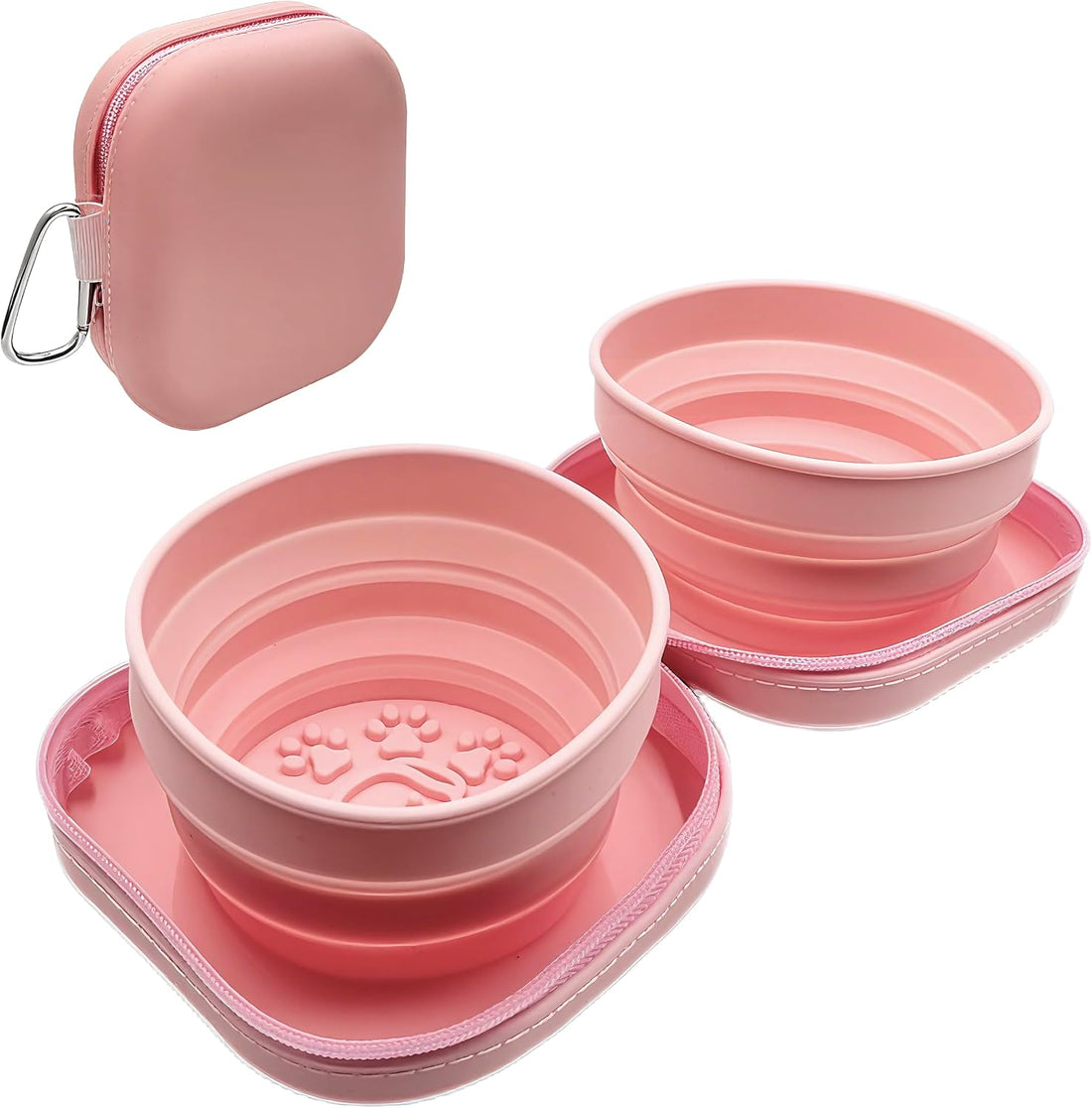 Portable Dog Bowl, Collapsible 2-in-1 Travel Dog Bowls with Carabiner