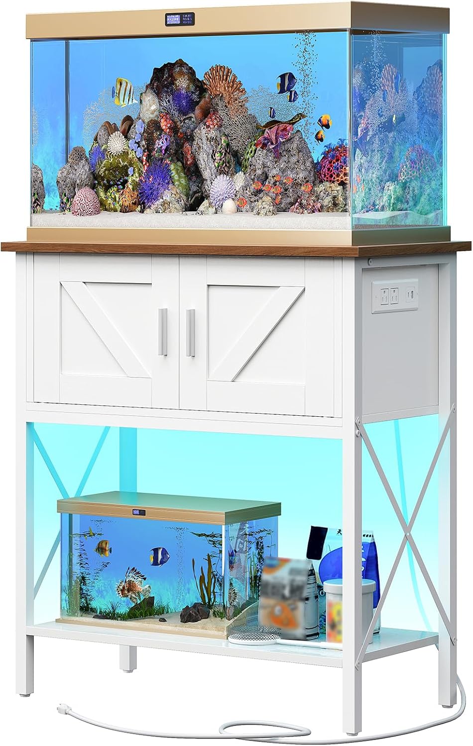 HOOBRO 20 Gallon Fish Tank Stand with Power Outlets and LED Light