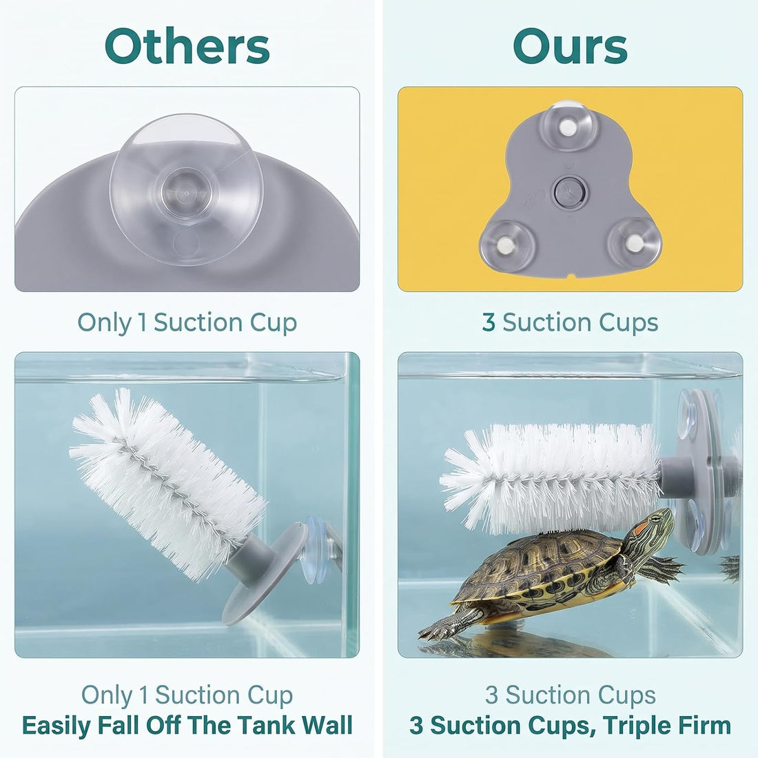 Turtle Brush for Shell Cleaning, Turtle Brush with Suction Cup