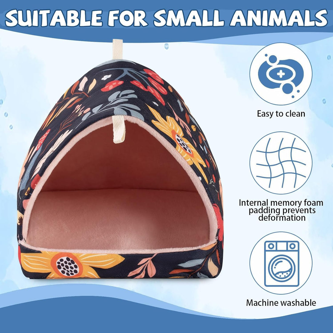2 Pcs 2 Styles Guinea Pig Hideout Washable Tunnel Bed,7.9 Inch