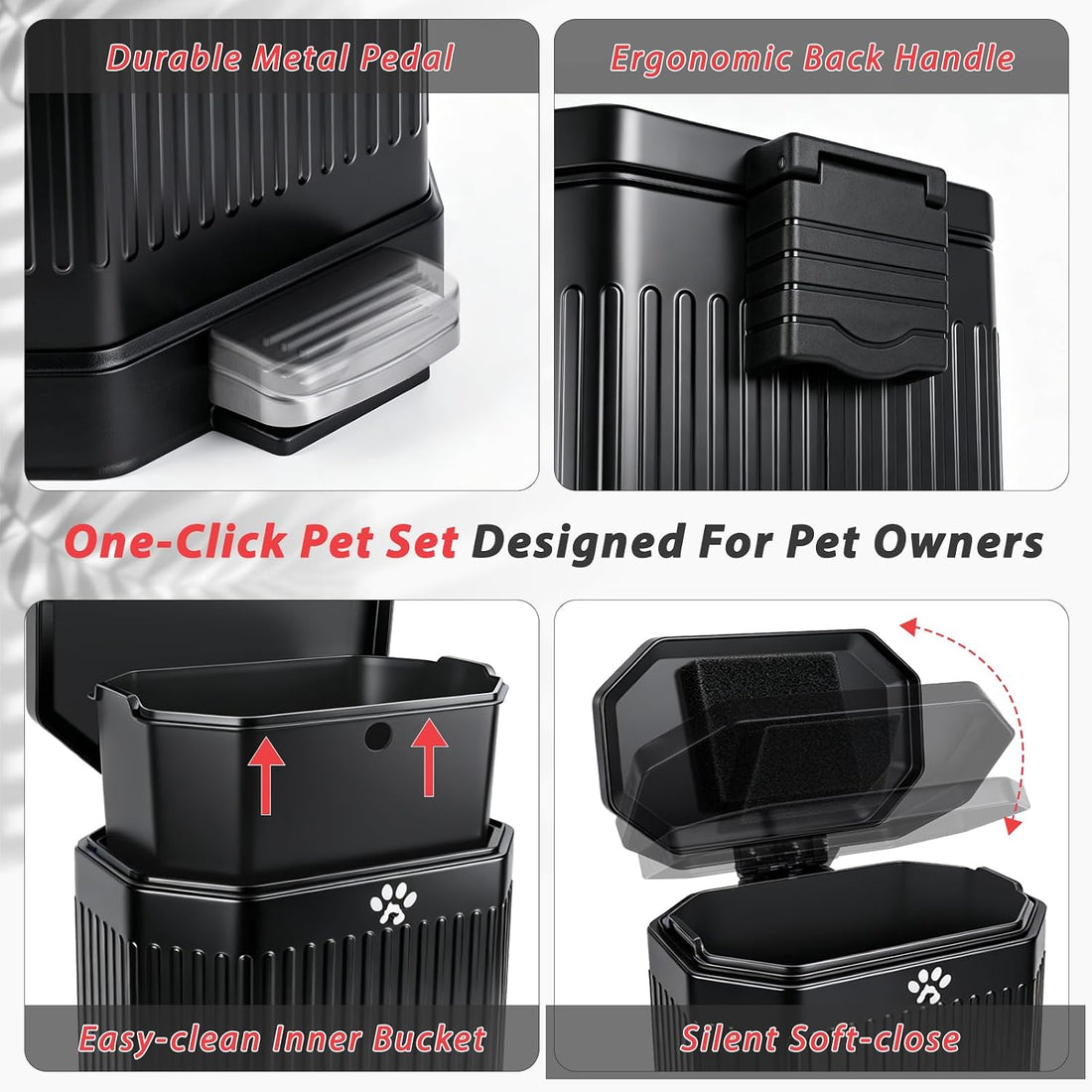 Metal Dog Poop Trash Can Outside with Odor Control Lid