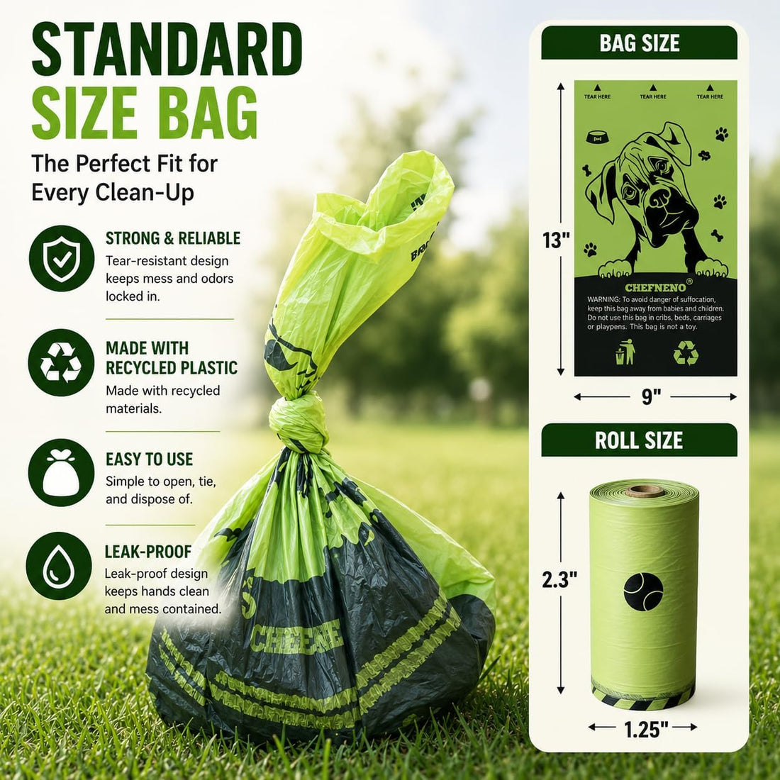 Doggy Poop Bags Biodegradable with Dispenser Eco-friendly Dog Waste