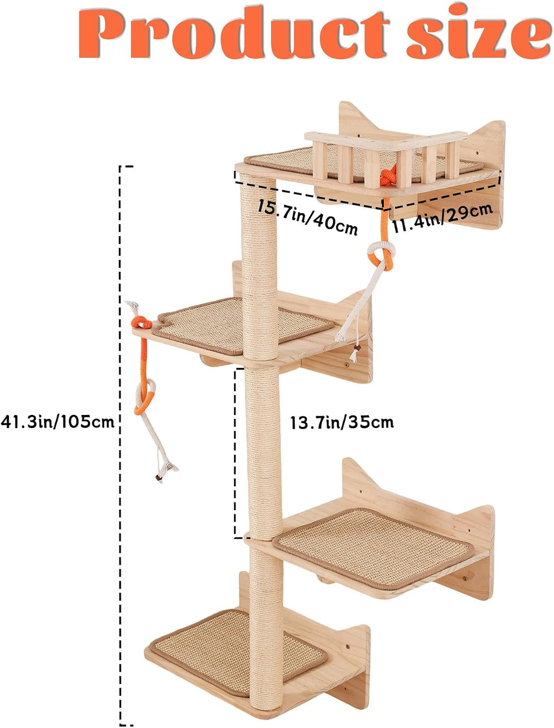 Cat Wall Shelves, 2-Piece Cat Wall Step for Large Cats