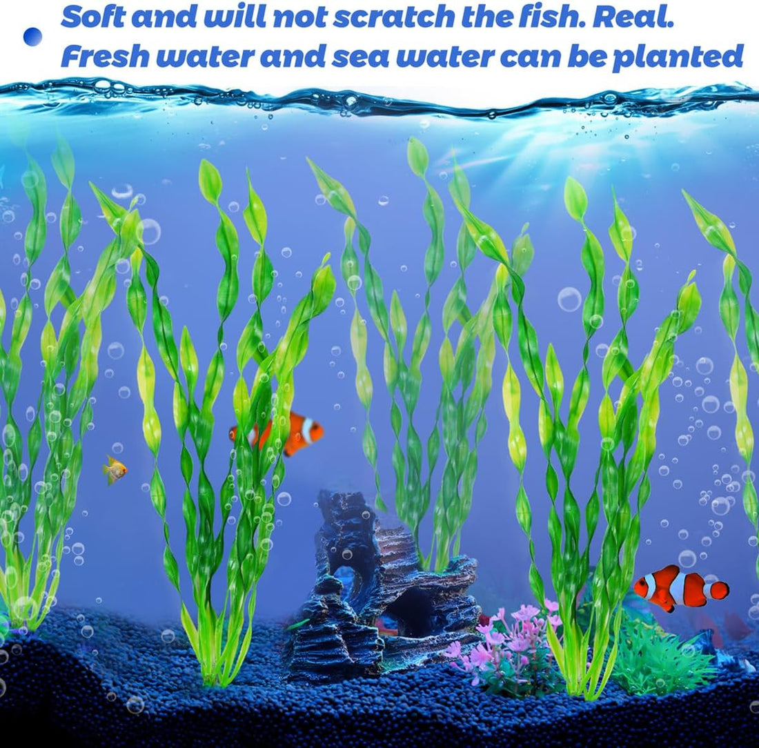 Ameliade 12 PCS Aquarium Artificial Soft Plastic Seaweed Plants Decor