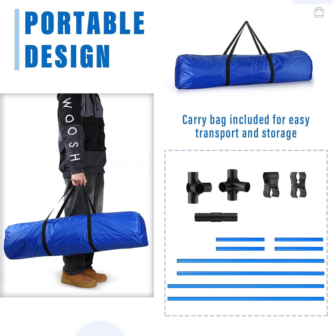 Shappy 4 Pcs Dog Agility Jumps Adjustable Height Hurdles with Bag