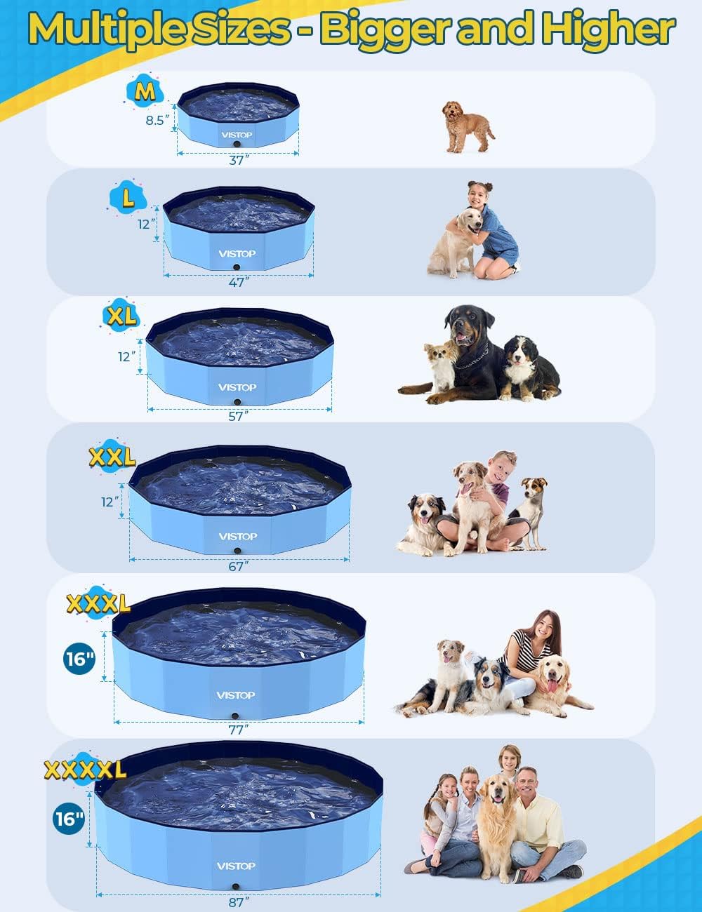 VISTOP Jumbo Foldable Dog Pool