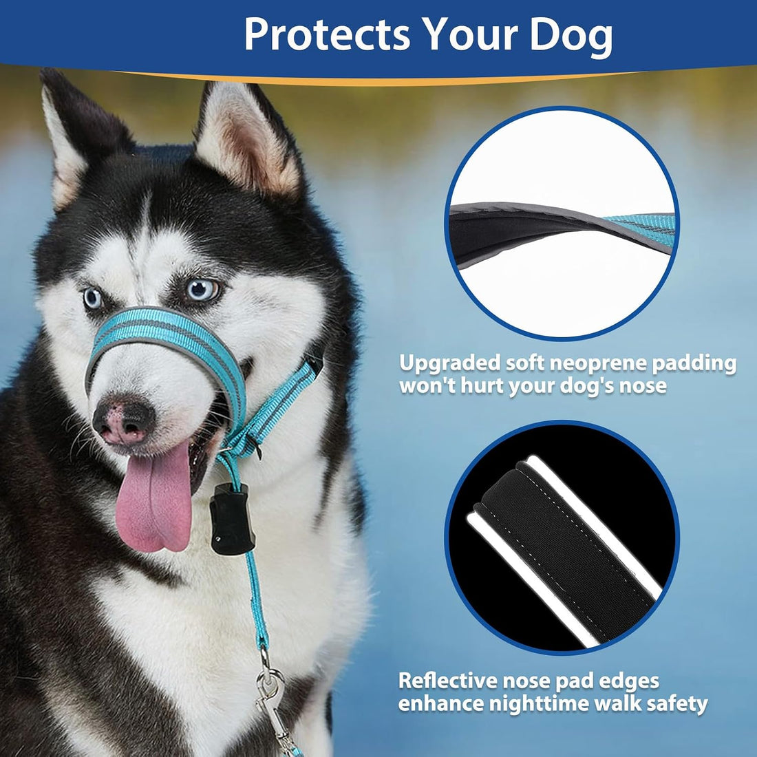 BARKLESS Dog Head Collar, Reflective Head Halter for Small Medium Dogs