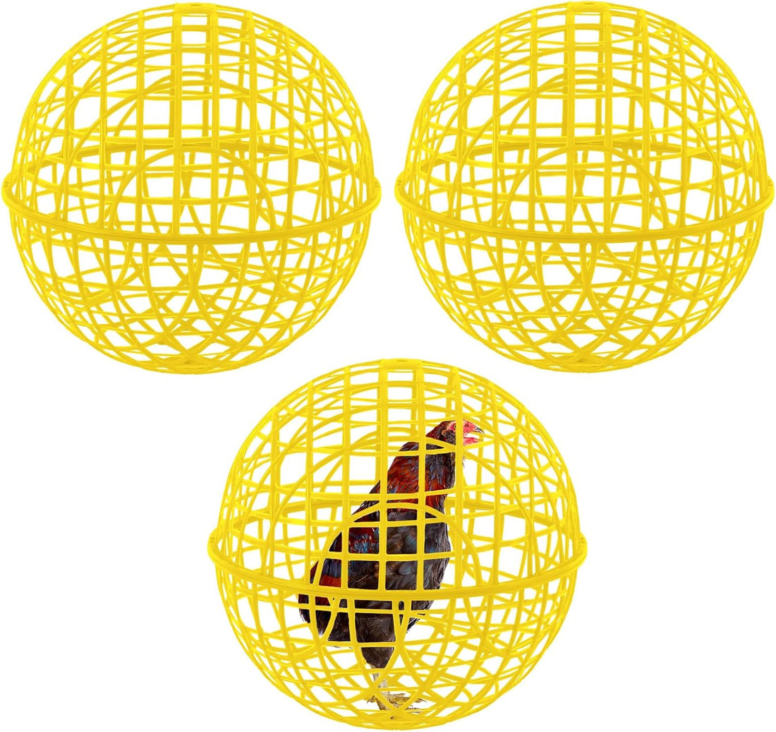 AceOrbit 3 Pack 18.9 Inch Yellow Plastic Chicken Ball Cages for Small