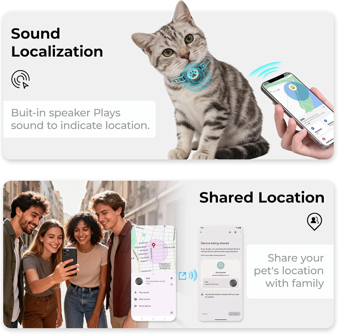 Bluetooth Cat Tracker Collar, iOS & Android, No Monthly Fee Green 1P