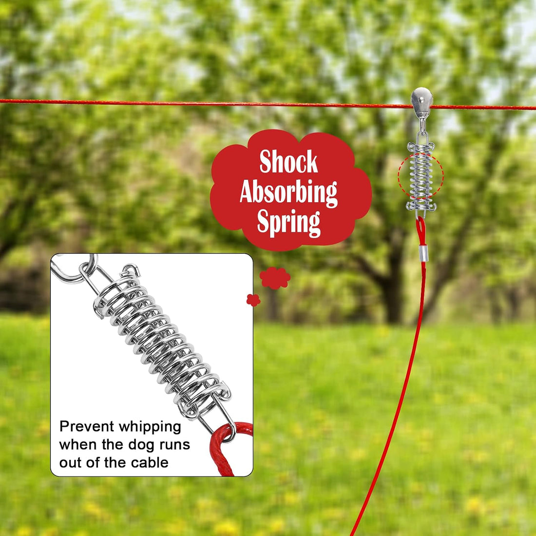 LUFFWELL 100FT Dog Runner for Yard with 15FT Tie Out Cable