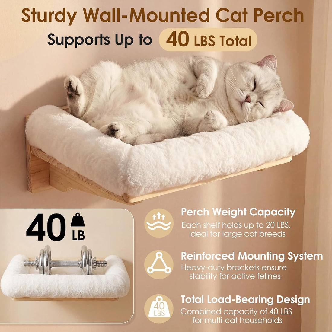 6-in-1 Cat Wall Shelves for Large Cats