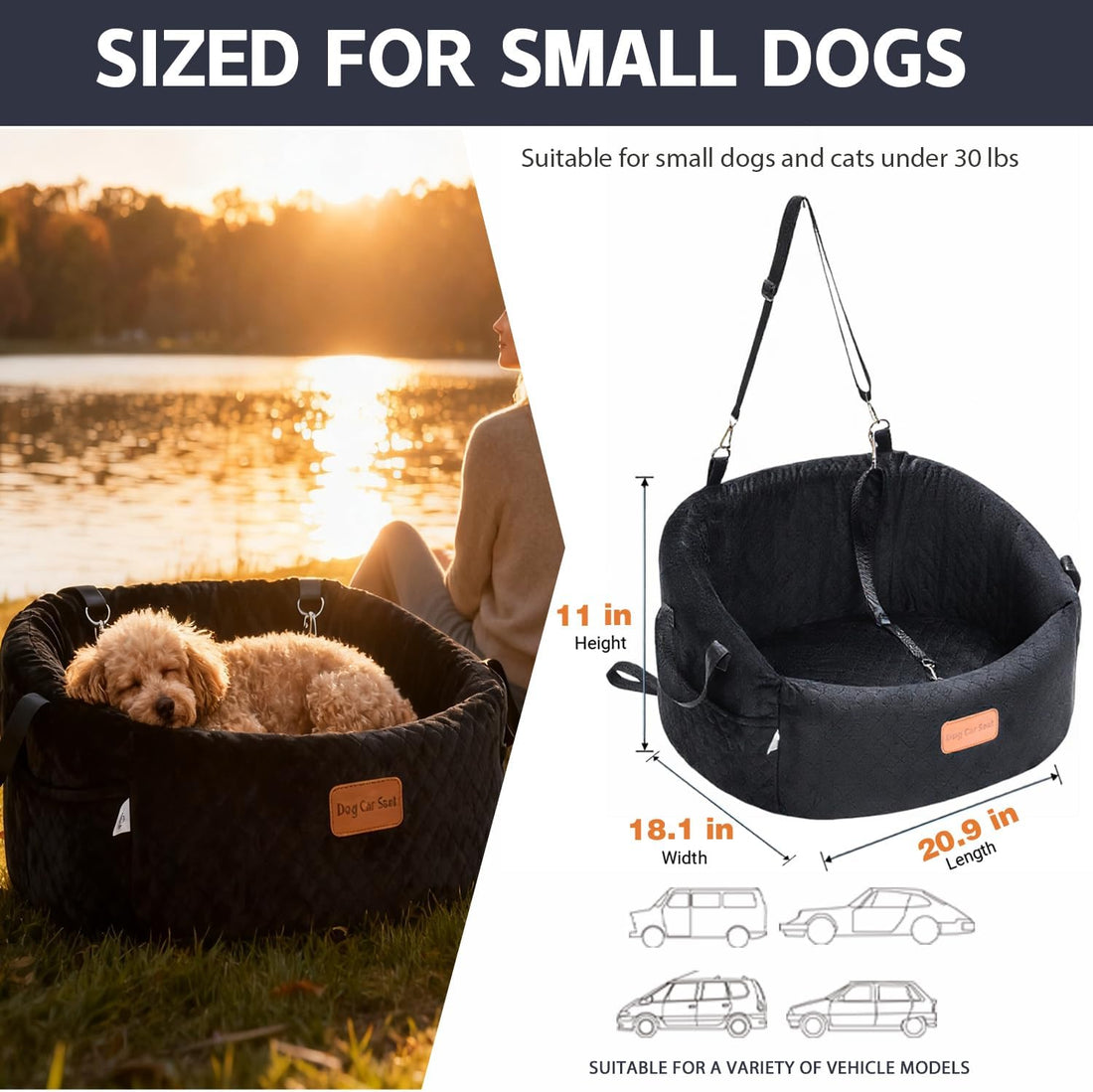 Dog Car Seat for Small Dogs, Elevated Pet Booster Seat