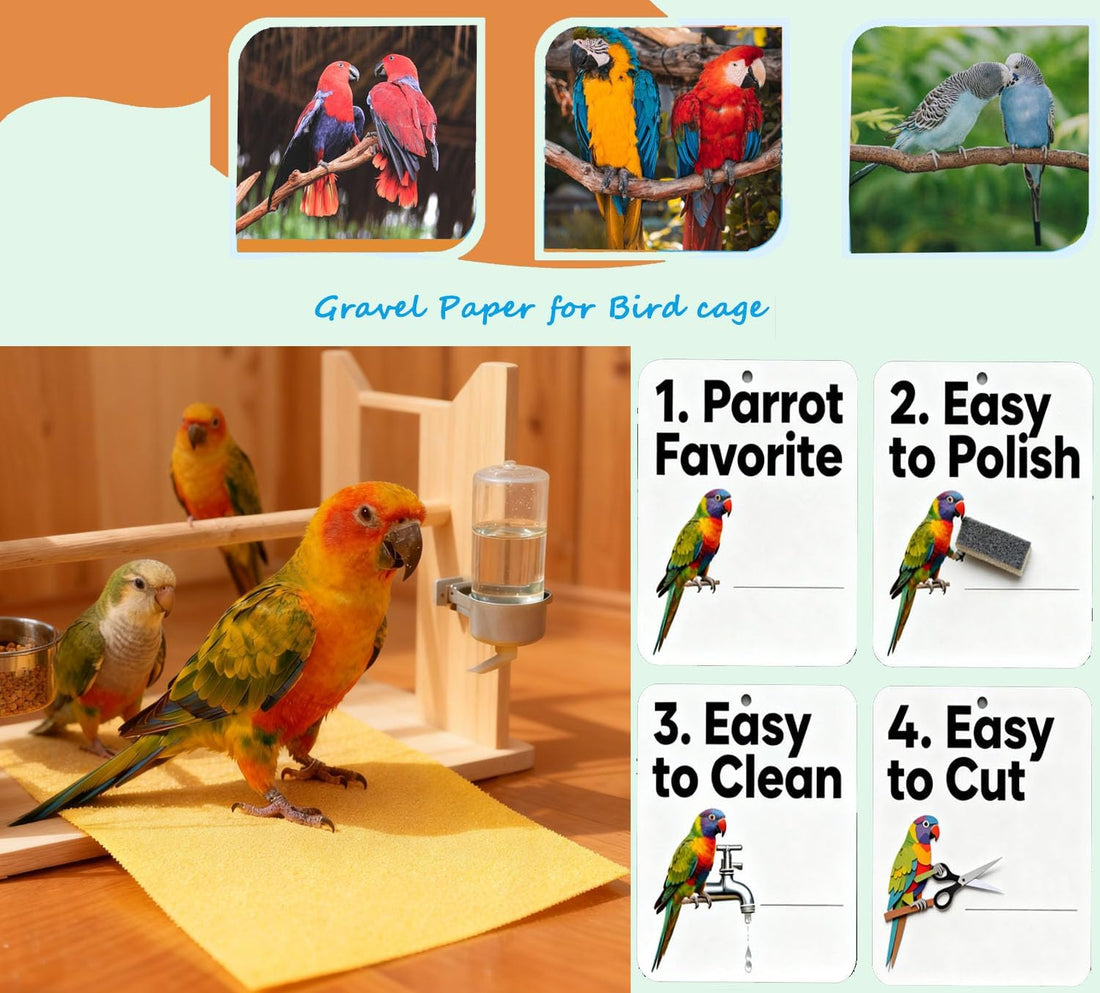 CuaxTume 40 Pieces Bird Gravel Liner Paper for Bird Cage 17” x 11”