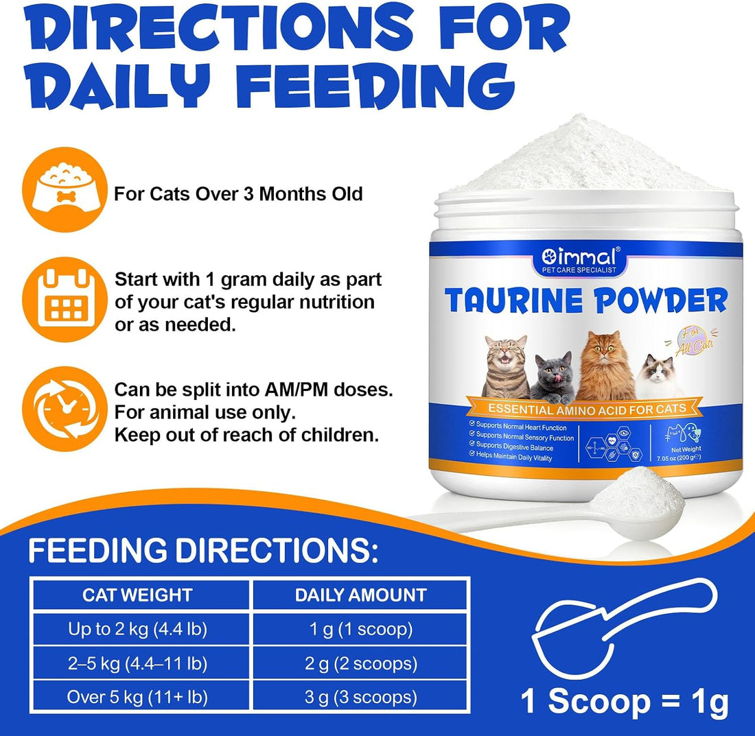 Taurine for Cats – Pure Taurine Powder Supplement for Kittens & Adult