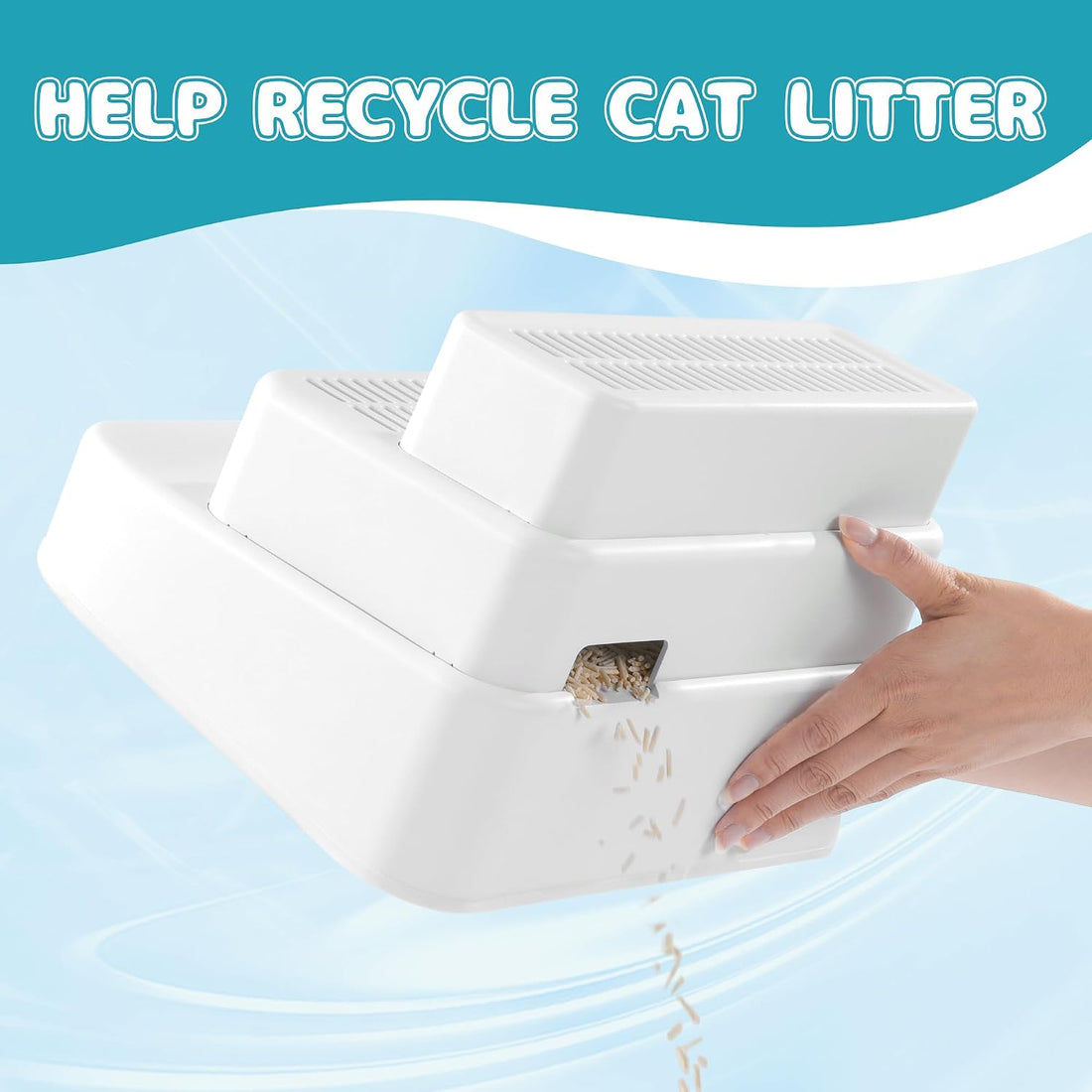BALAPET Adjustable 3 Steps Litter Box Ramp with Filter Function