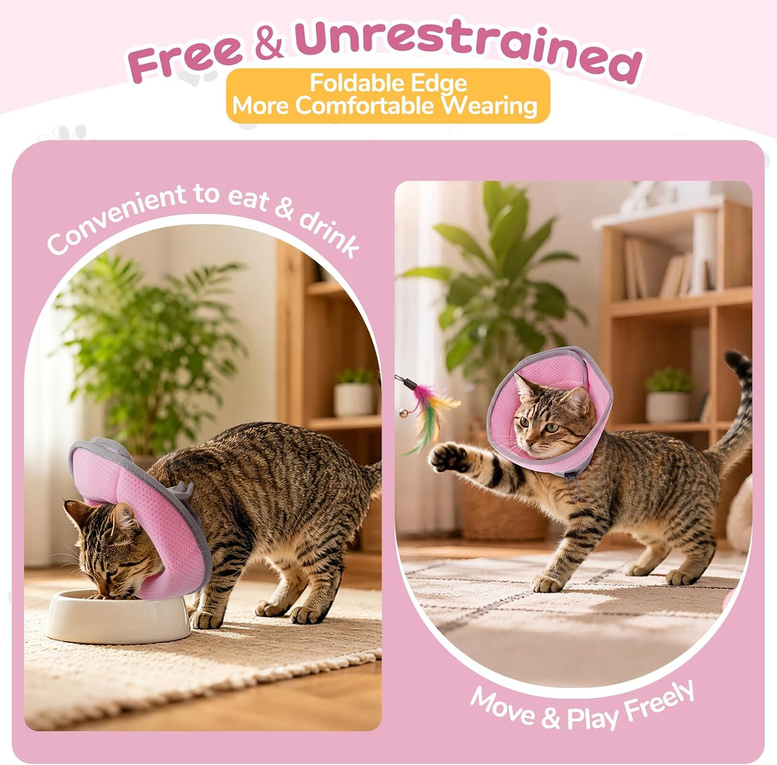Soft Cat Cone Collar, Cat Recovery Collar, Surgery Collar，Pink