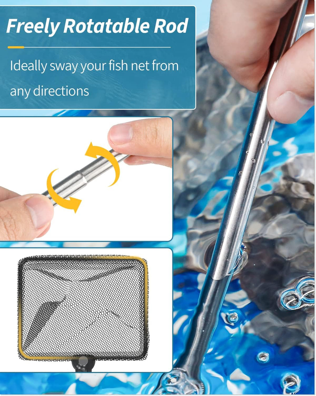 Pawfly Aquarium Fish Net with Extendable 9-24 Inch Long Handle