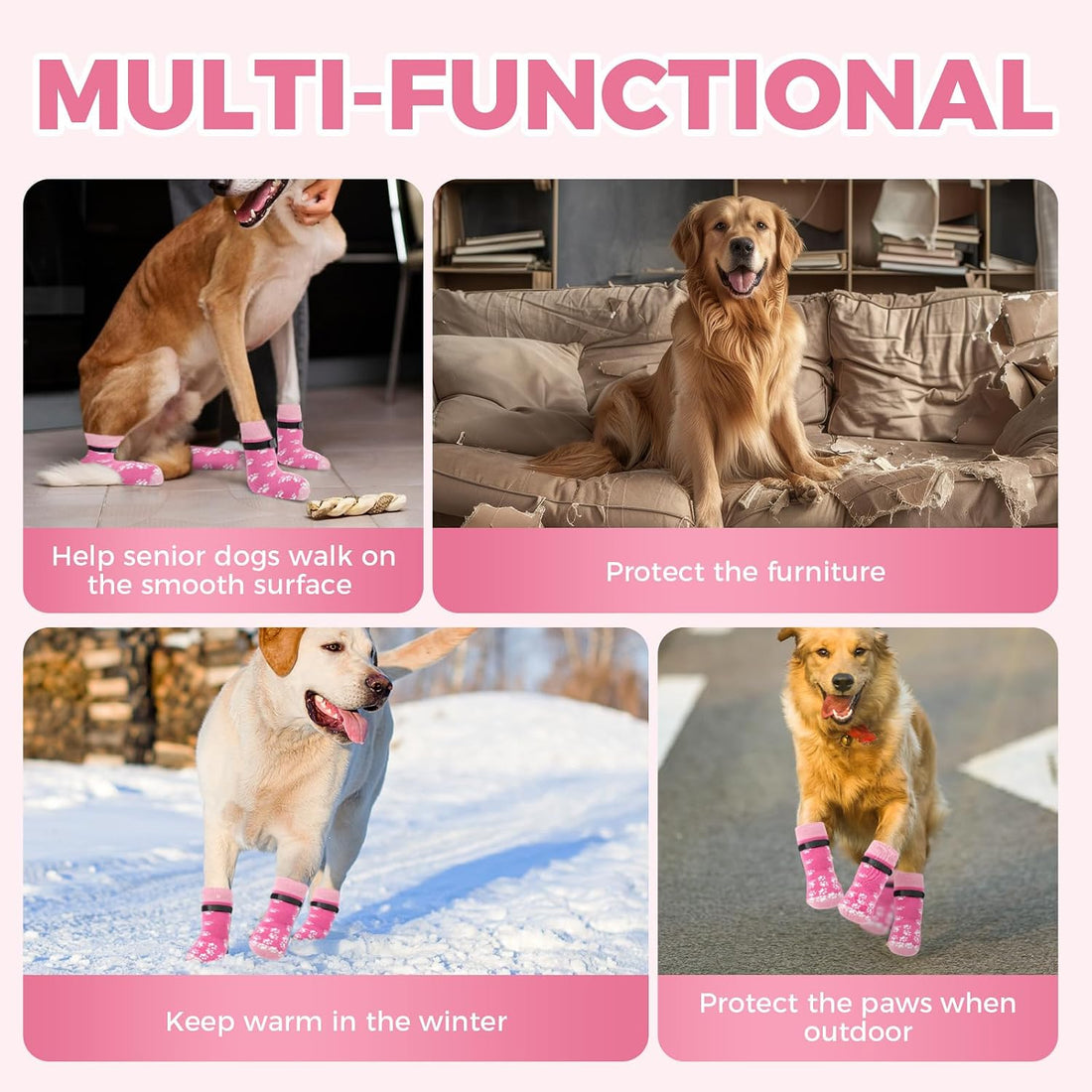 Anti-Slip Dog Socks Prevent Licking Paws,Dog Socks with Grippers