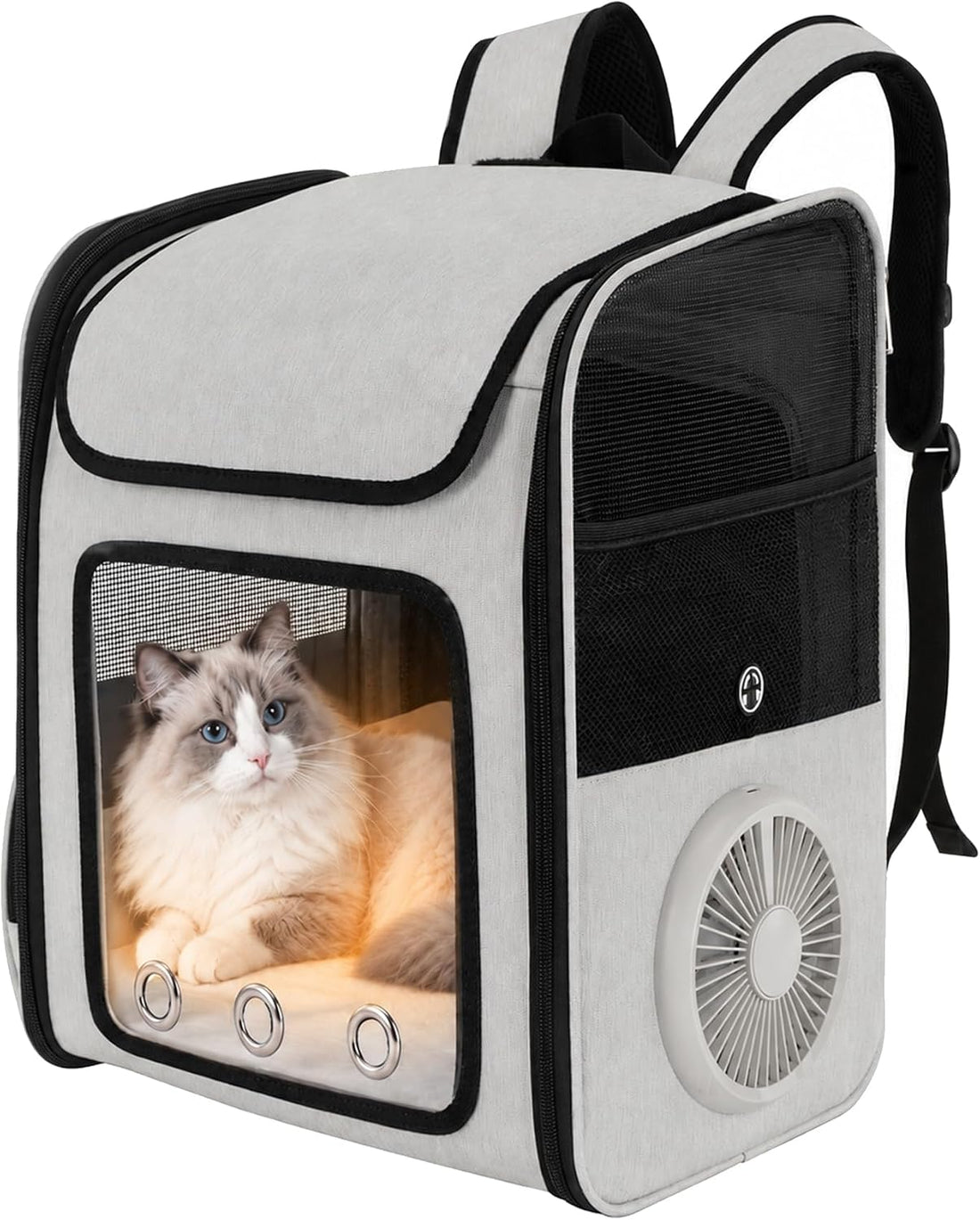 Cat Backpack Carrier with Cooling Fan & Heating Pad up to 18 lbs