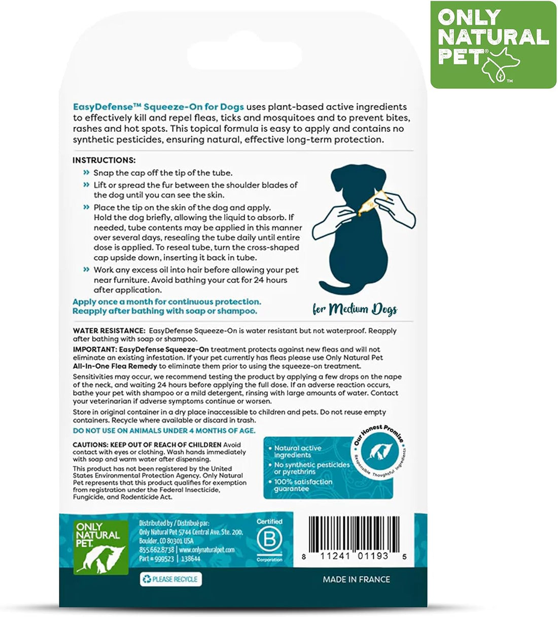 Only Natural Pet EasyDefense Flea & Tick Prevention for Medium Breed