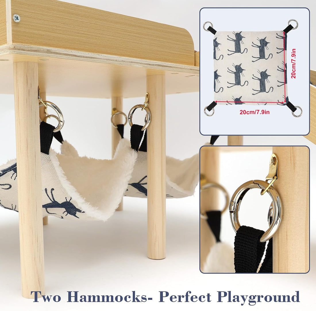 Guinea Pig Hideout with 2 Hammocks for Chinchilla Bunny Playing