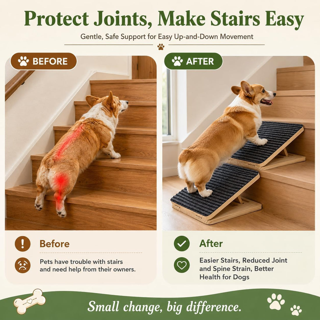 VKWJYOS Dog Ramp for Stairs, 2 Pack Foldable Stair Ramp for Dogs