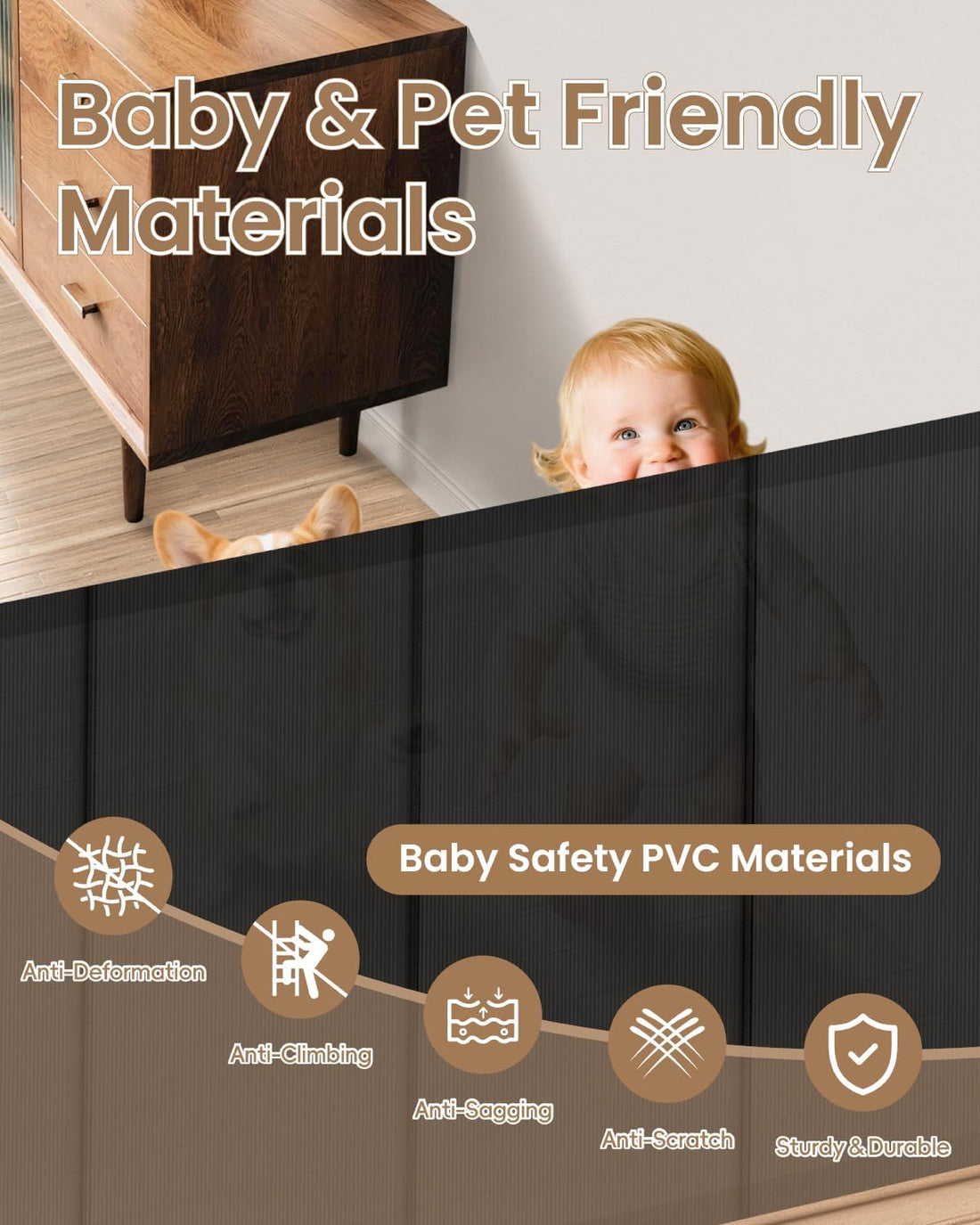 Retractable Baby Gate, Up to 55" Wide Reinforced Retractable Gate