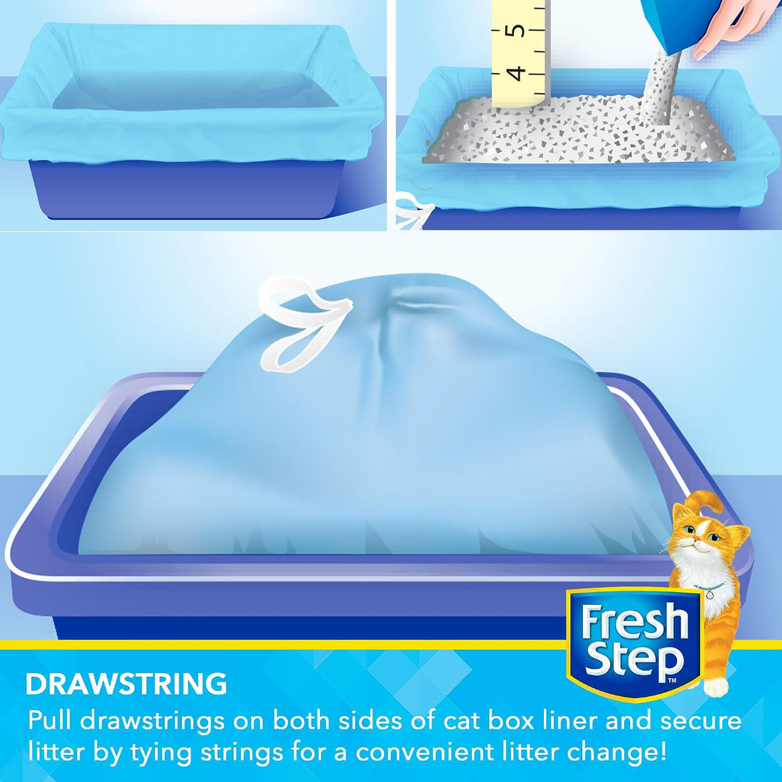 Fresh Step Drawstring Cat Litter Liners, Scented, 2.5 ft x 17 in, 7ct