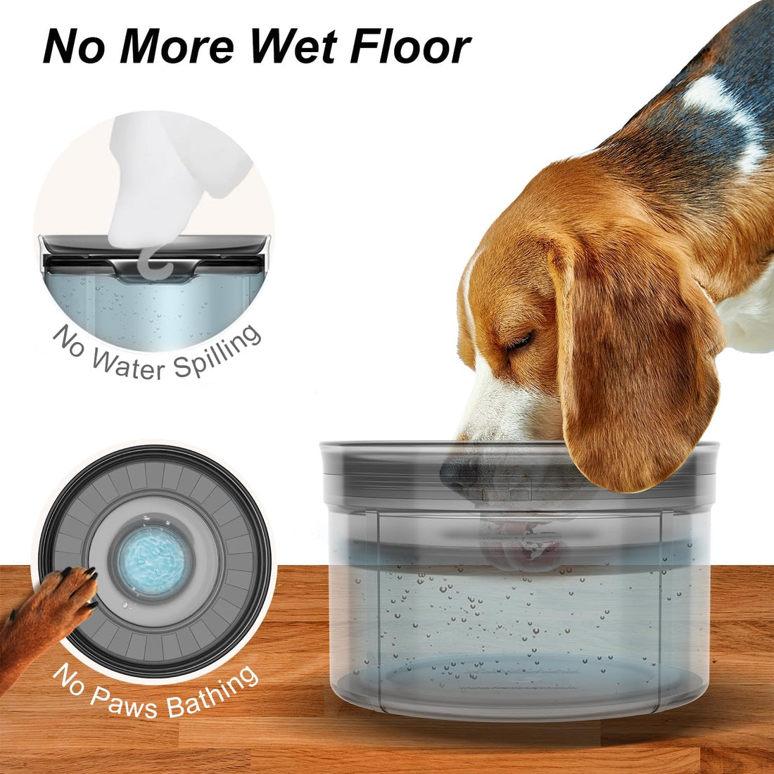 Techphardo 1Gallon No Spill Dog Water Bowl-3.8L Large Capacity