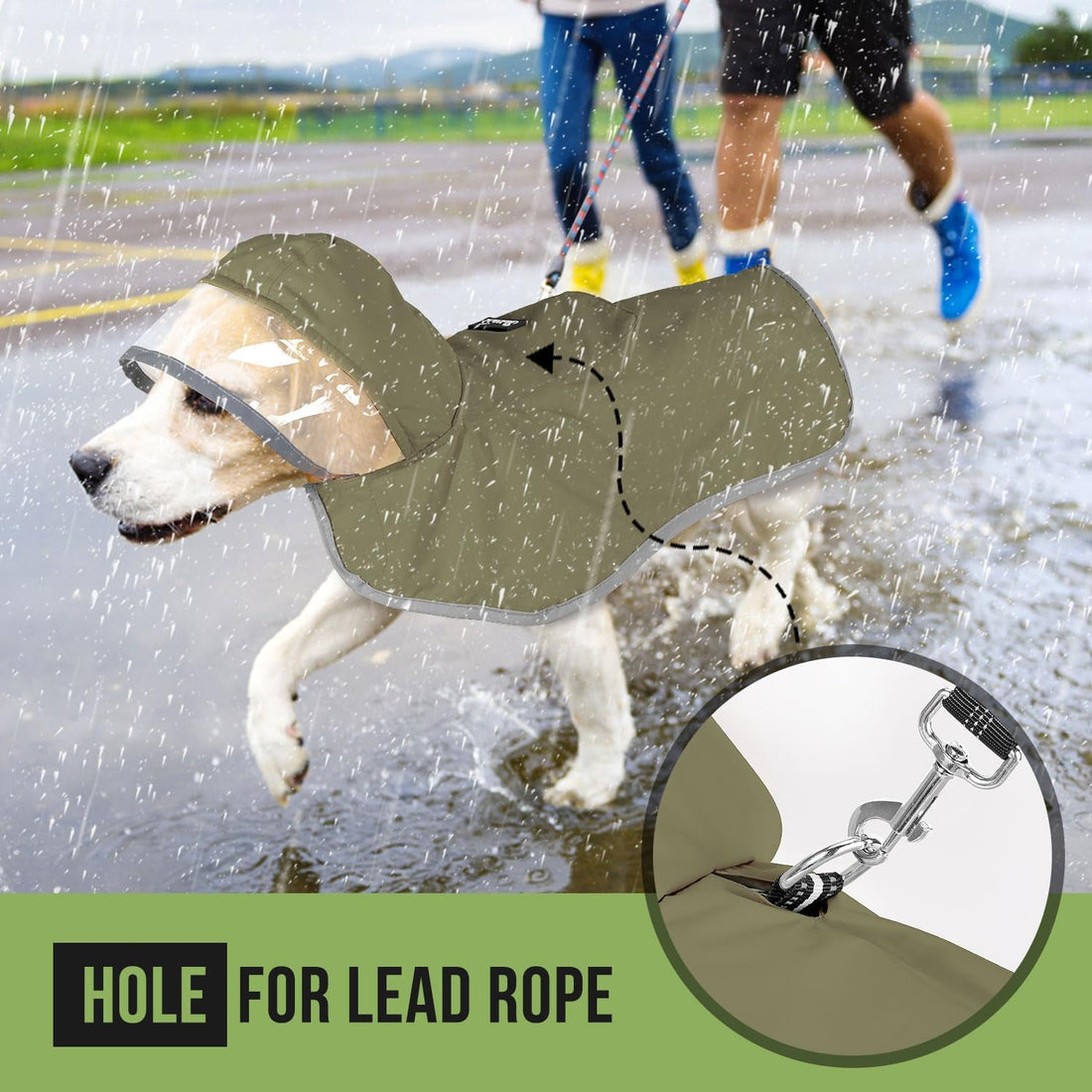Lukovee Dog Raincoat, Ultra-Light Rain Jacket with Hood & Leash Hole