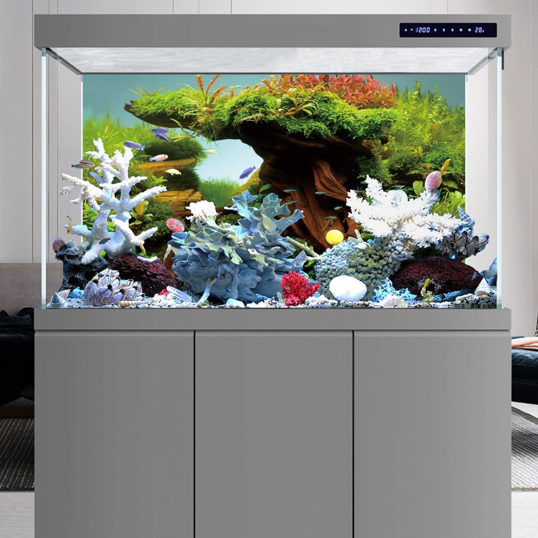 AWERT 48x24 inches Driftwood Fish Tank Background Seaweed Aquarium