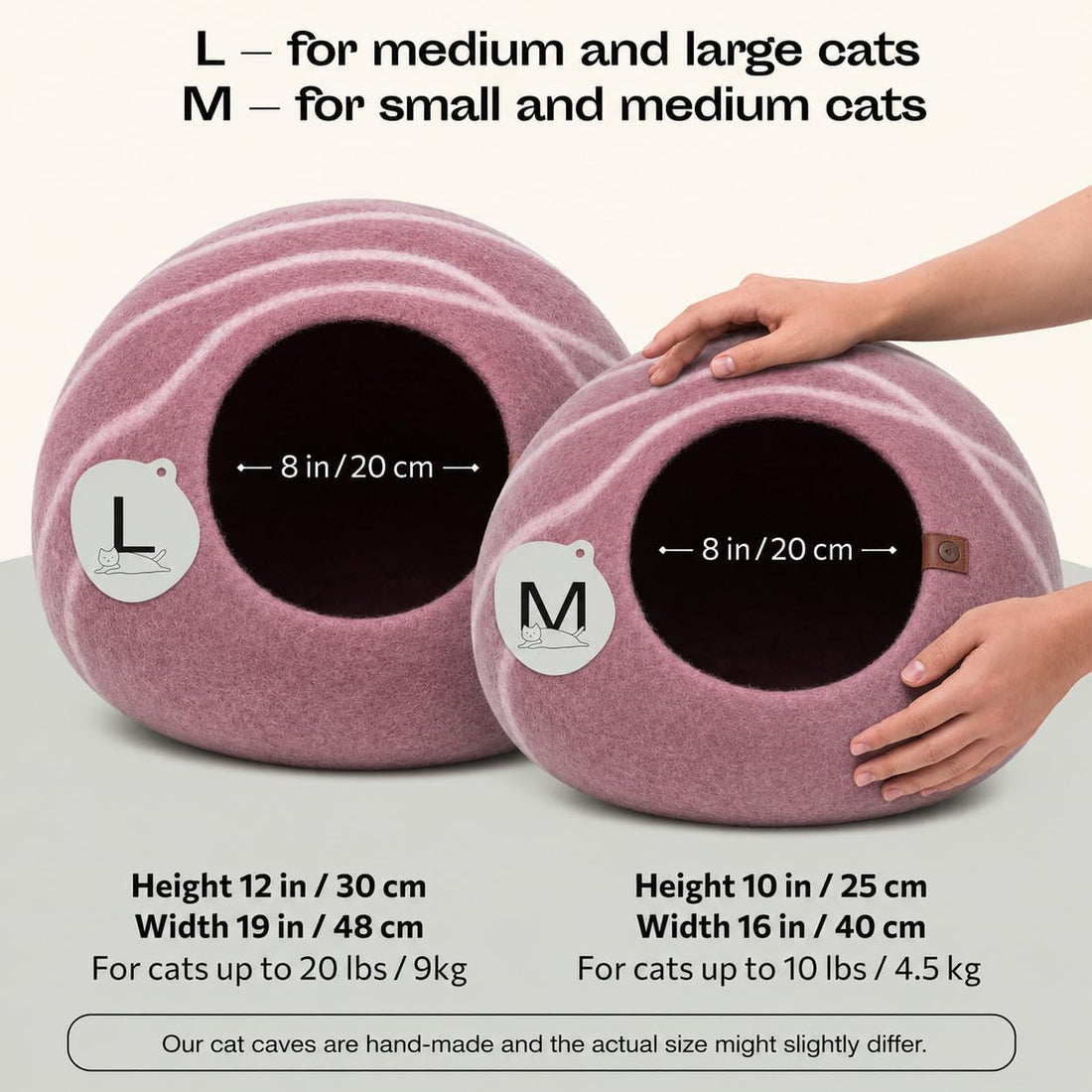 Cat Cave – Natural Wool – Self-Warming Hideaway for Indoor Cats