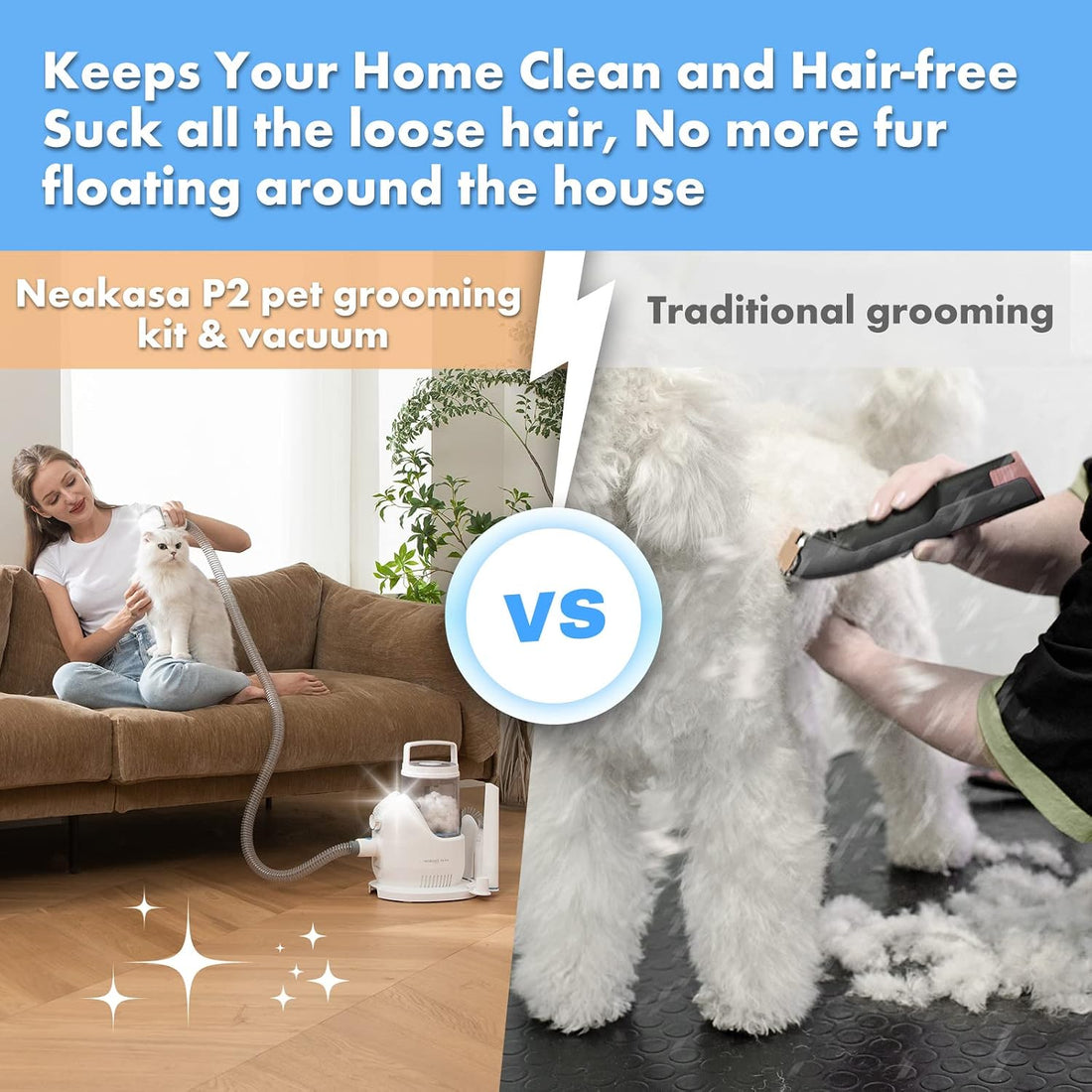 Neakasa P2 Pro Dog Grooming Kit, Dog Clippers Vacuum Suction 99% Hair